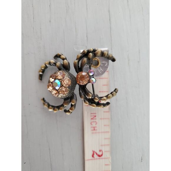 Bronze Spider Rhinestone Brooch - Picture 6 of 6